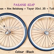20x1.35 28Holes PASANG SIAP rim - rim 20" basikal , tayar 20x1.35 dan tuib . Terus pasang kat tayar 