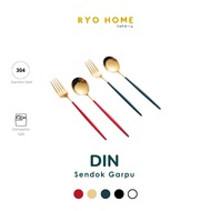 Ryo Home - Din Stainless Steel Cutlery Spoon Fork 21.5 cm/ Kitchen Utensil/ Cutlery Set