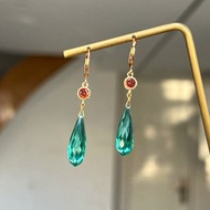 哈爾的移動城堡同款綠色水滴耳環耳扣耳夾原創哈爾小眾銀針綠色