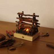 Small Electric Fake Fireplace Log Night Light USB Rechargeable 3 Modes LED Fake Campfire Night Light