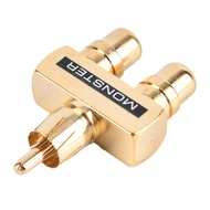 MREDL Copper Gold Plated RCA Audio Video Splitter 1 Male to 2 Female Converter Adapter