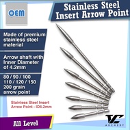 V Club Archery Stainless Steel Insert Arrow Point - Arrow Shaft ID4.2mm - 80 / 90 / 100 / 110 / 120 