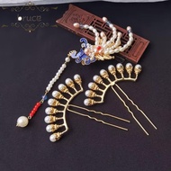 BRUCE1 Hanfu Hair Stick, Tassel Phoenix Chinese Style Hairpin, Classical Pearl Hair Chopstick Flower Hanfu Headwear Girl Hair Accessories