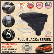 𝗙𝘂𝗹𝗹-𝗕𝗹𝗮𝗰𝗸© Toyota SIENTA Double Layer Armrest Extendable Console ( Classic All Black Arm Rest )