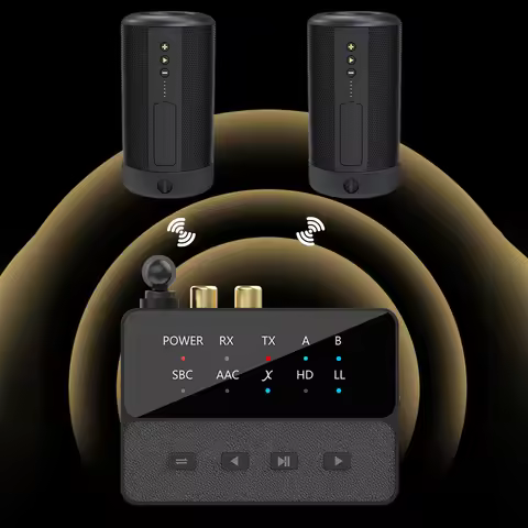 Bluetooth-Compatible 5.3 Wireless Stereo Receiver Transmitter 3.5mm AUX/RCA 2 In 1 Wireless Audio Do