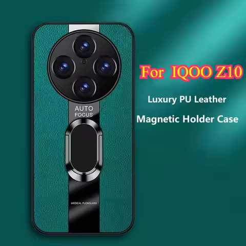 Magnetic Ring Stand Holder Phone Case For VIVO IQOO Z10 Luxury Leather Shockproof Bumper Back Cover 