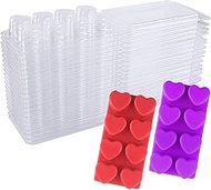 MILIVIXAY 8 Capacity Wax Melt Containers-8 Cavity Clear Empty Plastic Wax Melt Molds-25 Packs Heart Shape Clamshells for Tarts Wax Melts.