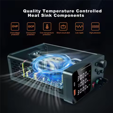 B02C-Short Circuit Alarm (0-30V 0-10A) Variable Power Supplies With Output Enable/Disable Button Wit