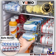 Kitchen Fridge Organiser Canned Beverage Bottle Storage Tray Dispenser Box Transparent Auto Scrollin