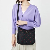 日本 Lesportsac 黑色尼龍布 心心刺繡 ELIZE HOBO 斜咩袋
