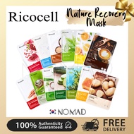 [Ricocell] Nature Recovery Sheet Mask Pack Daily Face Mask  - Pomegranate, Vitamin, Royal Jelly, Rice, Potato, Ginseng, Seaweed, Aloe, Cucumber, Collagen, Green Tea, Coffee, Snail - Skincare  Moisturizing Hydrating Essence Korea Affordable Sheet Mask