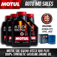 Motul Package for Honda Civic, City and Jazz - Motul 5w30 Htech 100 Plus Fully Synthetic Gas Engine 