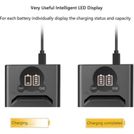 NP-FW50 Battery Charger with Smart LED Display Dual Charger/Rapid USB Camera Battery Charger Compati
