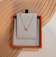 門市現貨Hermes Mini pop H項鍊 櫻花粉金