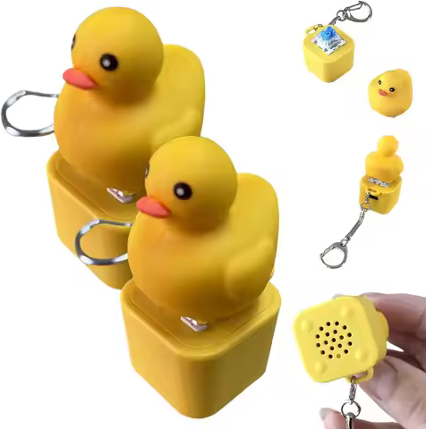 Mechanical Keyboard Clicker Keychain: Cute Frog Duck Sounding Pendant, Rechargeable ASMR Keyring for