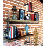 Solid Wood Wall Rack Natural Hard Wood Loft Plumbing Style Wall Rack