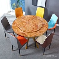 Dining Table round Table Mild Luxury Marble Hot Pot Large round Table Household Dining Tables and Chairs Set round Folding Solid Wood10People
