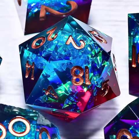 7-Piece Set DND Resin Dice for Dungeons And Dragons DND 5e RPG Board Game Tabletop Role Playing Dice