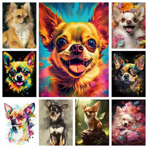 5D DIY Diamond Painting Kit Dog Chihuahuas Full Diamond Embroidery Mosaic Picture Jewelry Cross stit