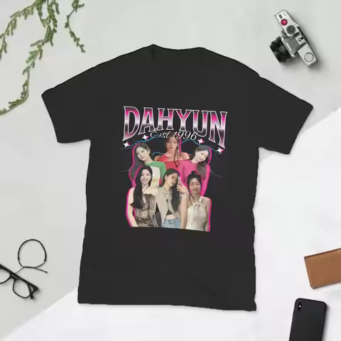 Kpop T-Twice Dahyun 90s Men's T Shirt Leisure Tee Shirt Short Sleeve Round Collar T-Shirts Pure Cott