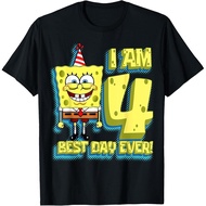 Spongebob - Spongebob Birthday I Am 4 Best Day Ever T-Shirt