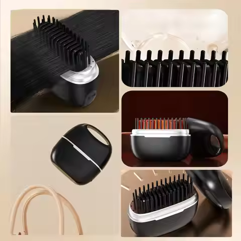Small Hair Straightener Comb Straighteners Hair Styling Tool Less Frizz Smoother Straightening Brush
