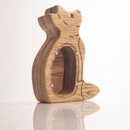 Wooden fox piggy bank, Customized gift, coin bank, animal money box, first gifts