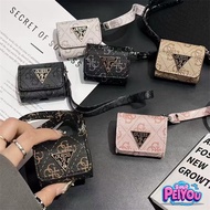 Luxury gu ess Leather Flip earphone protective case for Airpods 1 2 airpods pro 2 Pro2 Tide Brand Cl