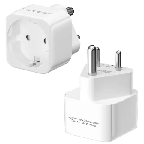 2pcs India Travel Adapter, Germany EU to India Travel Plug Converter AC Power Outlet Adapter Type D 