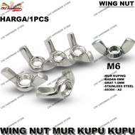 PUTIH Butterfly NUT M6 WING NUT White Ear Butterfly NUT M6 STAINLESS