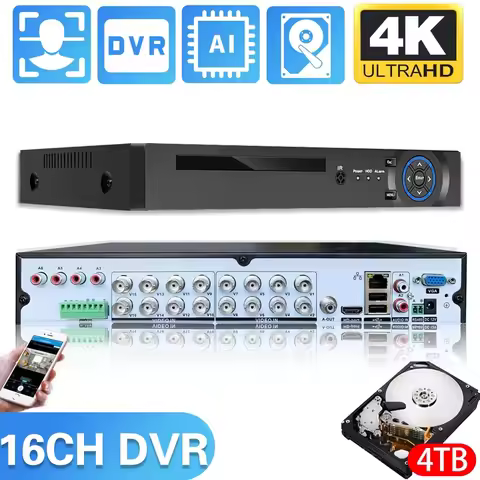 4K 16CH 8MP 5MP Face Detection XVR AHD CVI TVI CVBS IP Digital Video Recorder DVR Home Security Prot