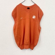 90年代古著Nike V領棉質針織背心，復古橘色，XL碼