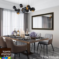 110x190cm Large Wall Decor Contemporary Mirror (Iconic Mirror) M1368 - top quality mirror gold line on dark frame big mirror iconic cermin besar 5mm beveled edge full length long mirror standing mirror dressing mirror cabinet