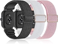 Farluya 3 Pack 19mm Stretchy Nylon Watch Bands for ID205L Veryfitpro Smart Watch,Soft Sport Band Quick Release Wristband Loop Elastic Strap for Willful YAMAY SW021 ID205L/SW025 ID205S Women Men