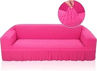 SmoothNovelty Hot Pink Couch Cover Stretch Pink Sofa Cover for 3 Cushion Sofa Slipcover with Skirt Durable Washable Universal High Elastic Furniture Protector for Kids Pets