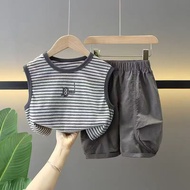 Boys Summer Suit 2026 New Children's Casual Vest B 男童夏装套装2026新款儿童休闲背心宝宝帅气衣服酷帅两件套lly0423