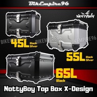 NottyBoy Heavy Duty Aluminium Top Box X-Design 45L 55L 65L Premium Design Universal Base Plate Motorcycle Box