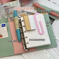 M5 Binder Notebook Mini Pocket Notebook Soft Cover Leather Style 5-Ring Binder Planner Portable Smal