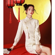 IBUY Long-Sleeved Cheongsam - Autumn/Winter Champagne Color