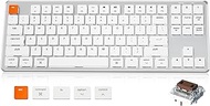 Low Profile Mechanical Keyboard for Mac, 87 Keys Brown Switch White Backlit Apple Keyboard Type-C Wired, Ultra-Slim Quiet Gaming Computer Keyboard for MacBook Pro/Air, iMac, Mac Mini, White Silver