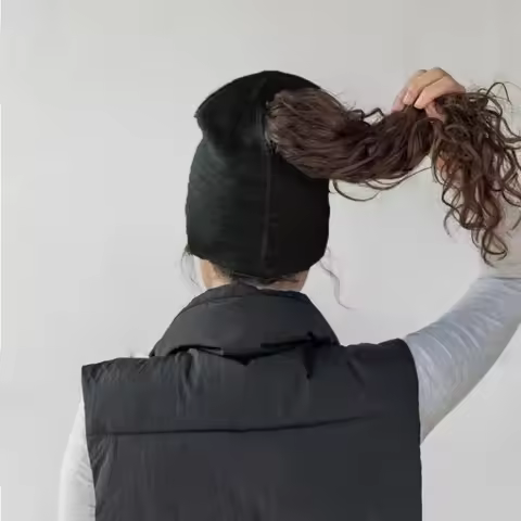Knitted Cap Magnetic Cap Opening Ponytail Cap Wool Cap Pullover Cap Automatic Magnetic Cap hats for 
