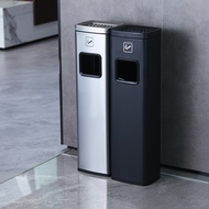 W-8 Hotel Stainless Steel Trash Can with Ashtray Vertical Elevator Entrance Lobby Corridor Aisle Smoking Smoke Extinguis