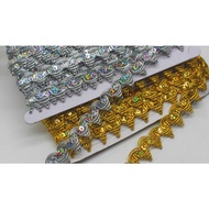 1 Yard Gold Braided Band Sequined Lace Trims Cosplay Costumes Appliqued Lace Sewing Apparel Ribbon 2