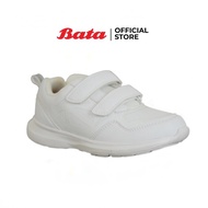 Bata B-First บาจา บีขเฟิร์ส SPORTS Anti-Bac White PVC รองเท้านักเรียนผ้าใบพละ วัยประถมศึกษา สายปรับขนาดได้ สีขาว รหัส 3411149 (เด็กอนุบาล)  / 4411149 (เด็กประถม)