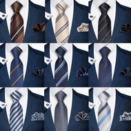 Ready Stock Men's Tie Jacquard Embroidery 8cm Striped Tie Men's High-End Hand Tie Ready stock6854