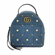 Gucci牛仔珍珠後背包 99新配件塵袋 23.5*25*11