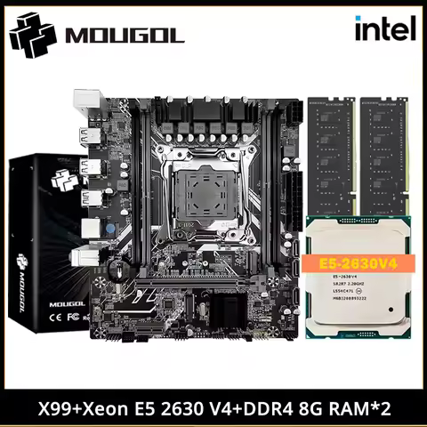 MOUGOL X99 Gaming Motherboard Set with Intel Xeon E5 2630 V4 & DDR4 8Gx2 2133MHz Dual Channel RAM M.