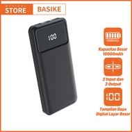 Powerbank 10000mah BASIKE asli Dual input output Dengan Dengan lampu LED ganda