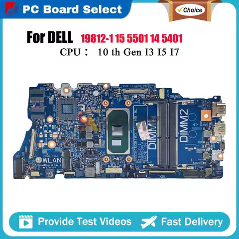 Laptop Motherboard For Dell Inspiron 5501 5401 5408 5508 Vostro 5401 5501 19812-1 with i3 i5 i7 CPU 