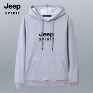 JEEP SPIRIT เสื้อกันหนาวผู้ชาย New Unisex Hooded Sweater Loose Cotton Sports Sweater